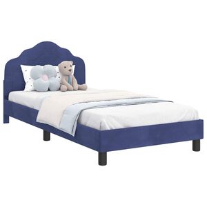 vidaXL Kinderbettgestell mit Kopfteil Polizeiblau 90 x 190 cm Samt