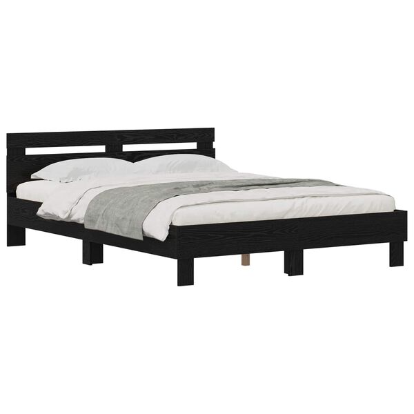 vidaXL Bettrahmen Schwarz Eichen-Optik 120 x 200 cm Holzwerkstoff