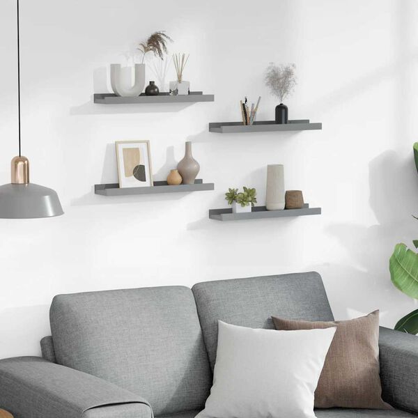 vidaXL Wandregale 4 Stk. Grau 40x9x3 cm