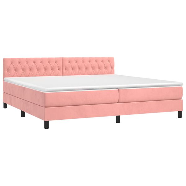 vidaXL Boxspringbett mit Matratze Rosa 200x200 cm Samt