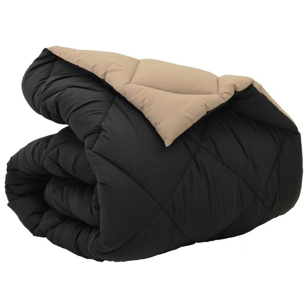 vidaXL Winterbettdecke Schwarz und Taupe 200 x 140 cm Mikrofaser