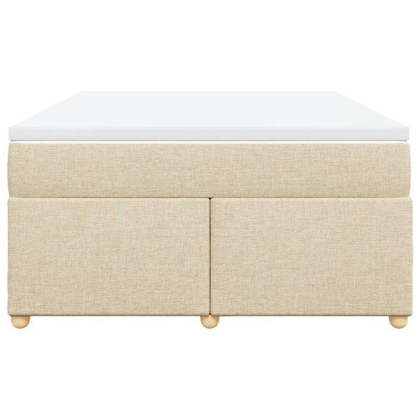 vidaXL Boxspringbett mit Matratze Creme 160x200 cm Stoff