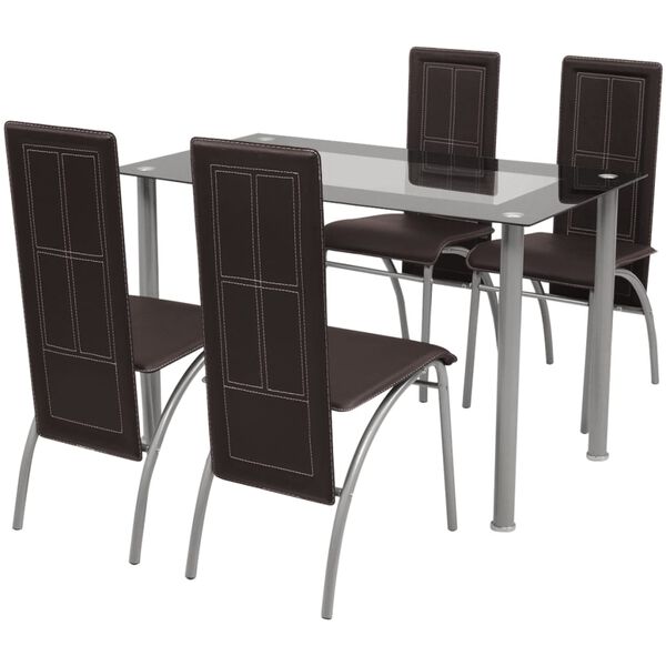 vidaXL F&uuml;nfteilige Essgruppe Braun