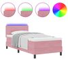vidaXL LED Boxspringbett mit Matratze Rosa 100 x 200 cm Samt