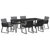 vidaXL Garten Essgruppe 7 pcs Schwarz Pulverbeschichteter Stahl