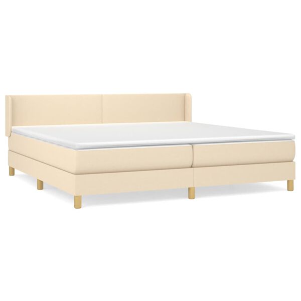vidaXL Boxspringbett mit Matratze Creme 200x200 cm Stoff