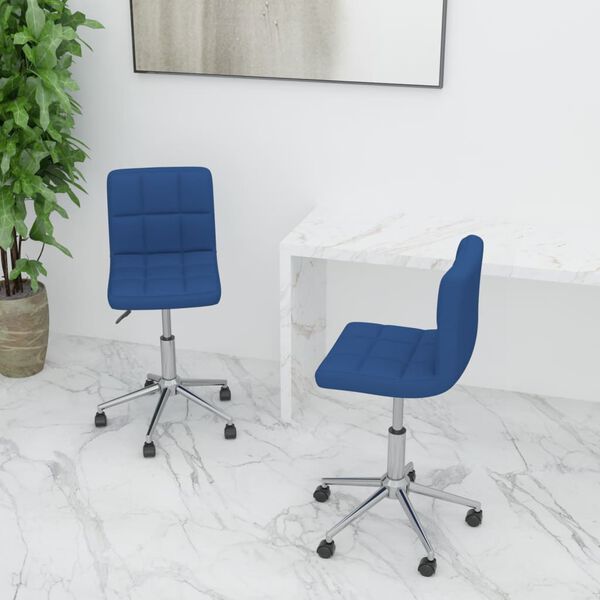 vidaXL Esszimmerst&uuml;hle 2 Stk. Drehbar Blau Stoff