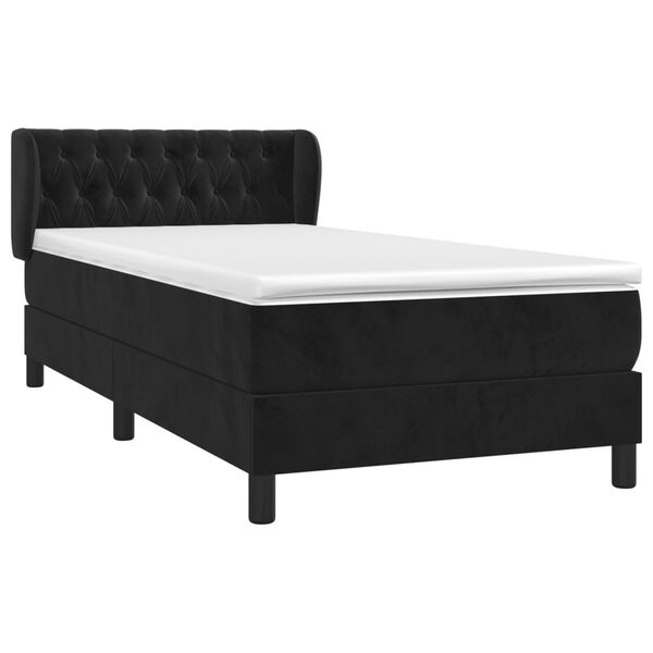 vidaXL Boxspringbett mit Matratze Schwarz 90x200 cm Samt