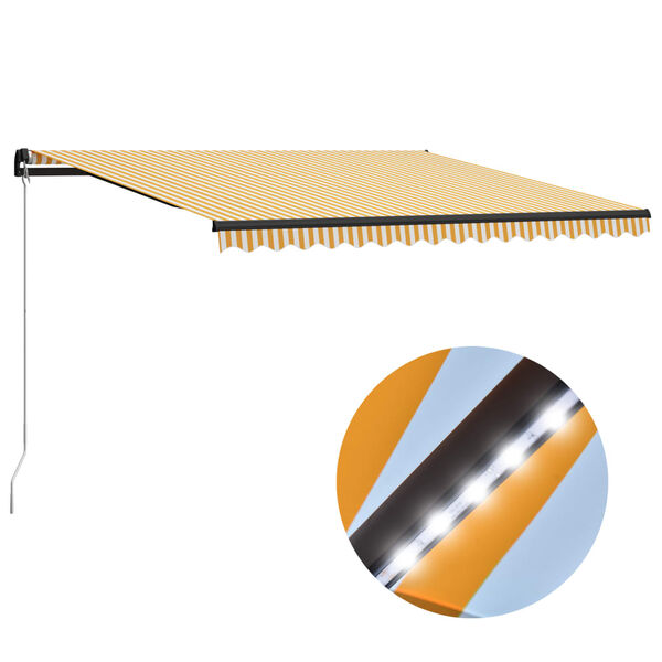 vidaXL Markise Manuell Einziehbar mit LED 400x300 cm Gelb & Wei&szlig;