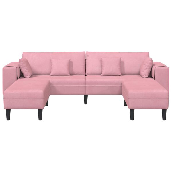 vidaXL Sofa mit Kissen 3 pcs Rosa Samt