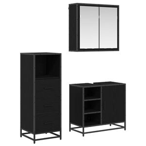 vidaXL Badezimmerm&ouml;bel-Set 3 stk. Schwarz Eichen-Optik 65 x 33 x 60 cm
