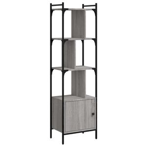 vidaXL B&uuml;cherregal mit T&uuml;r Grau Sonoma 44,5x30x154,5 cm Holzwerkstoff