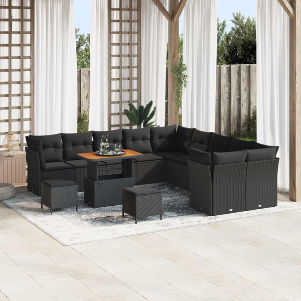 vidaXL Gartensofa-set 13 pcs Schwarz Poly-Rattan