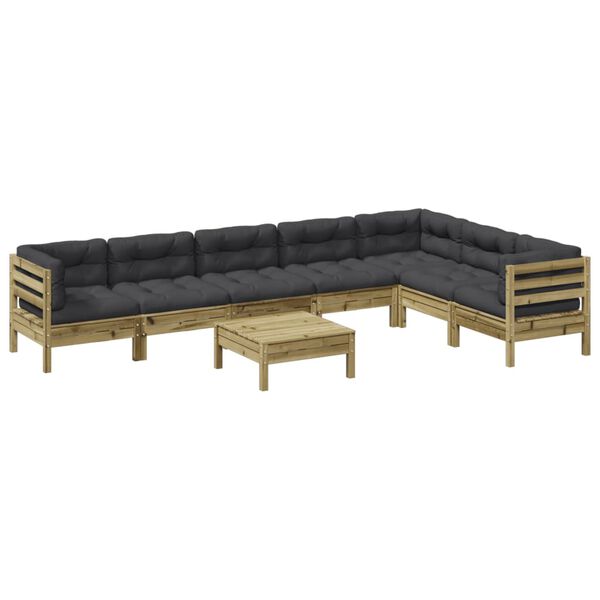vidaXL 8-tlg. Garten-Sofagarnitur mit Kissen Kiefernholz Impr&auml;gniert