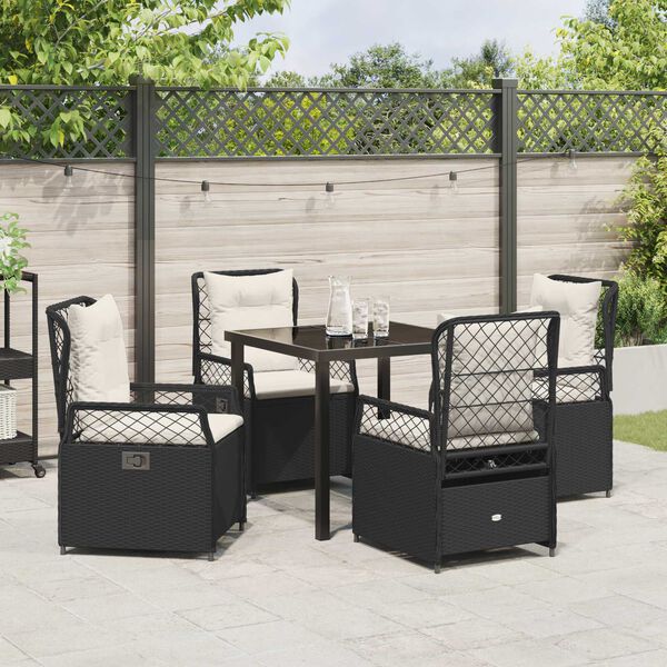 vidaXL Garten Essgruppe 5 pcs Schwarz Poly-Rattan