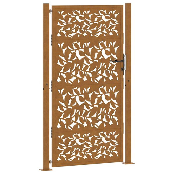 vidaXL Gartentor 100x175 cm Wetterfester Stahl Blattdesign