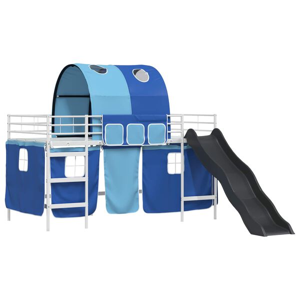 vidaXL Kinder-Etagenbett Wei&szlig; und Blau 99,5 x 200 cm Metall