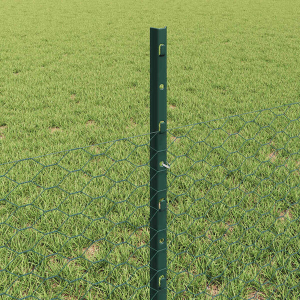 vidaXL Zaun mit Pfosten Gr&uuml;n 0,5 x 100 m Stahl und PVC