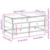 vidaXL Couchtisch mit Glasplatte Schwarz 98,5x50x45 cm Stahl