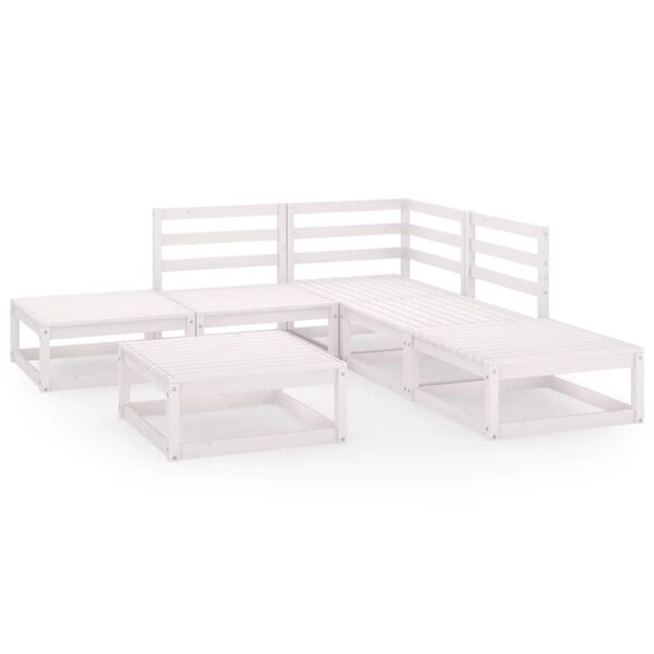 vidaXL 6-tlg. Garten-Lounge-Set Wei&szlig; Massivholz Kiefer