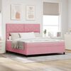 vidaXL Boxspringbett mit Matratze mit Kopfteil Rosa 180 x 200 cm Samt