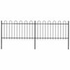 vidaXL Gartenzaun mit Rundbogen Stahl 337 x 100 cm Schwarz