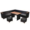 vidaXL 7-tlg. Garten-Lounge-Set mit Auflagen Poly Rattan Schwarz
