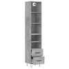 vidaXL Highboard Betongrau 34,5x34x180 cm Holzwerkstoff