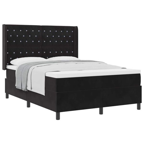 vidaXL Boxspringbett mit Matratze Schwarz 140 x 190 cm Samt