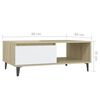 vidaXL Couchtisch Wei&szlig; und Sonoma-Eiche 90x60x35 cm Holzwerkstoff