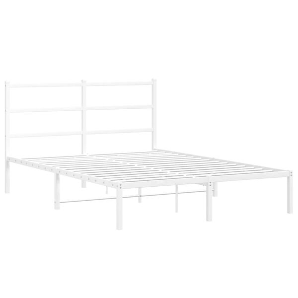 vidaXL Bettgestell mit Kopfteil Metall Wei&szlig; 140x190 cm