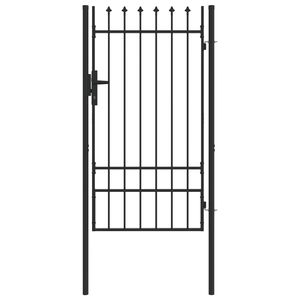 vidaXL Zauntor Einzelfl&uuml;gel mit Speerspitzen Stahl 1 x 1,75 m Schwarz