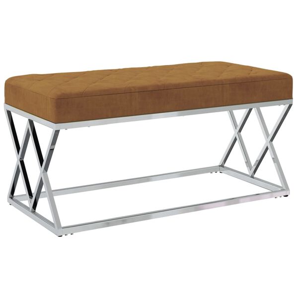 vidaXL Sitzbank Braun Samt und Edelstahl