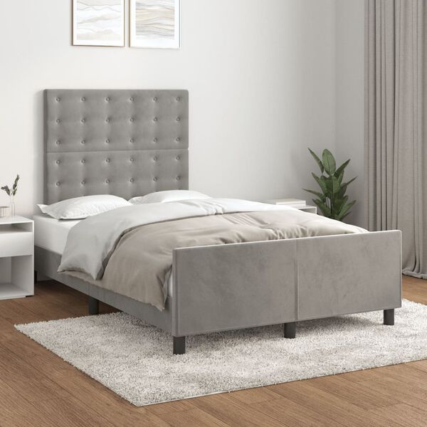 vidaXL Bettgestell ohne Matratze Hellgrau 120x190 cm Samt