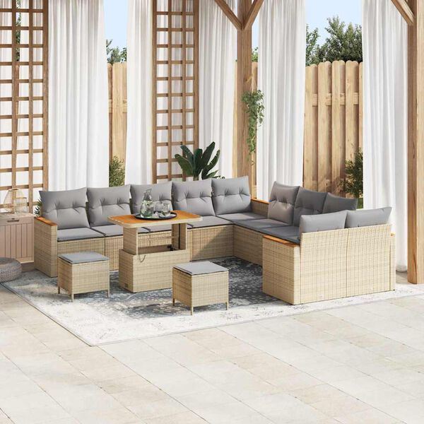 vidaXL Gartensofa-set 13 pcs Beige Poly-Rattan