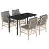 vidaXL 5-tlg. Garten-Essgruppe mit Kissen Beigemischung Poly Rattan