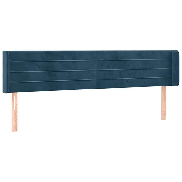 vidaXL Kopfteil mit Ohren Dunkelblau 183x16x78/88 cm Samt