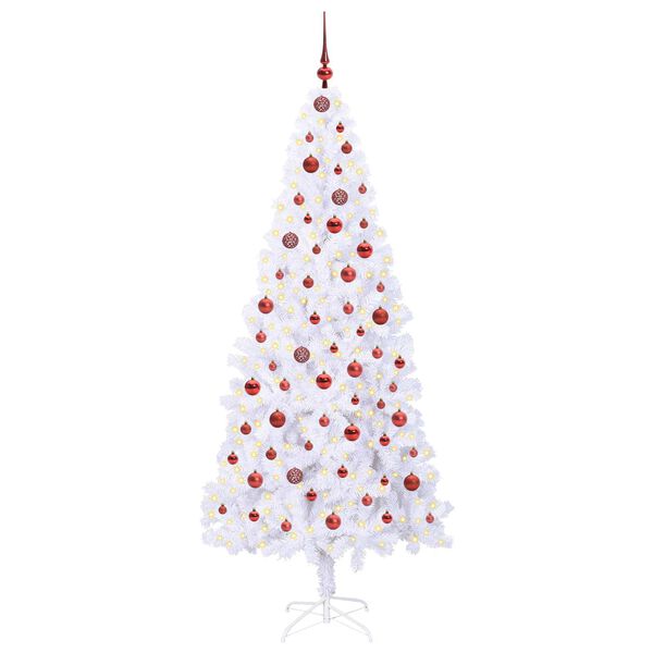 vidaXL K&uuml;nstlicher Weihnachtsbaum Wei&szlig; 210 cm PVC und Stahl