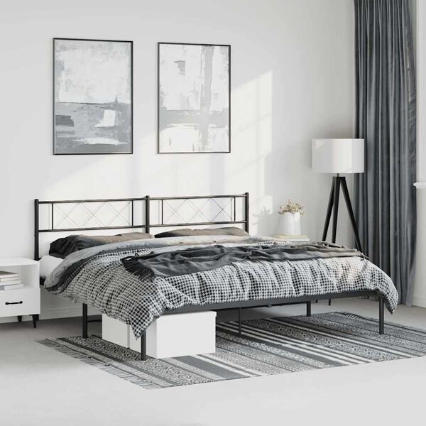 vidaXL Bettgestell mit Kopfteil Metall Schwarz 183x213 cm