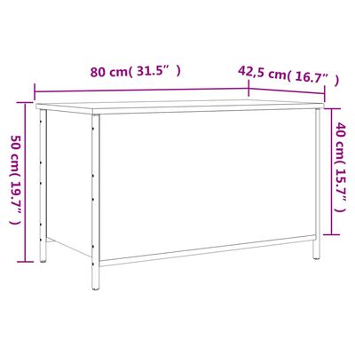 vidaXL Sitzbank mit Stauraum Räuchereiche 80x42,5x50 cm Holzwerkstoff