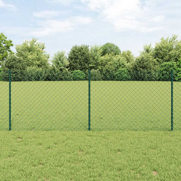 vidaXL Zaun und Pfosten Gr&uuml;n 0,8 x 25 m Stahl