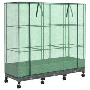 vidaXL Gartenplanter mit Gew&auml;chshausabdeckung und R&auml;dern 3 stk. PP