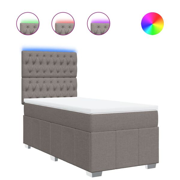 vidaXL Boxspringbett mit Matratze Taupe 80x200 cm Stoff