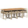 vidaXL 9-tlg. Garten-Essgruppe mit Kissen Beige Poly Rattan