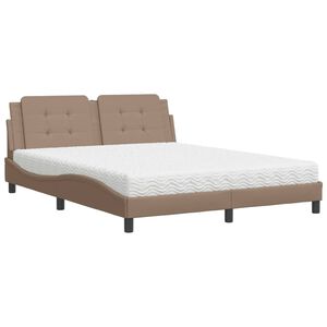 vidaXL Bett mit Matratze "Zadar" Cappuccino-Braun 160x200 cm Kunstleder