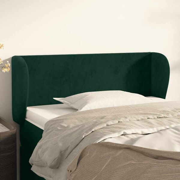 vidaXL Kopfteil mit Ohren Dunkelgr&uuml;n 93x23x78/88 cm Samt