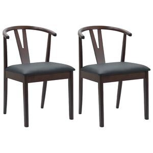 vidaXL Esszimmerstuhl 2 pcs Hellbraun und Schwarz Massives Gummiholz