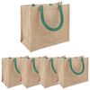 vidaXL Jute-Handtaschen 5 Nat&uuml;rlich und Gr&uuml;n 26 x 22 x 14 cm