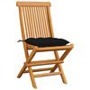 vidaXL Gartenst&uuml;hle mit Schwarzen Kissen 4 Stk. Massivholz Teak