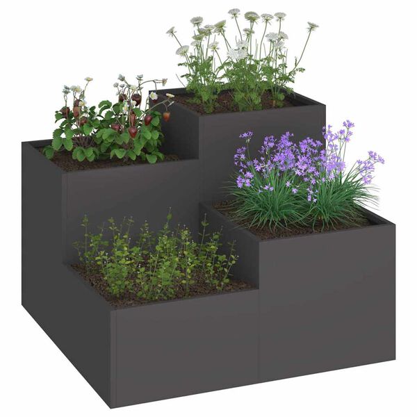 vidaXL Gartenblumentopf Schwarz 100 x 100 x 60 cm Stahl